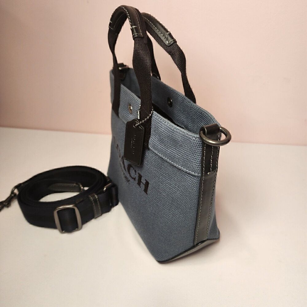 NWT Coach CU299 MEN'S Tote 20 In Colorblock QB Denim Midnight Navy - Picture 2 of 7